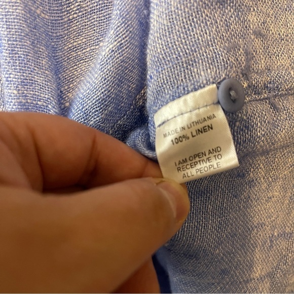 FLAX Blue 100% Linen Short Sleeve Tunic Top Women's Small - Picture 8 of 9